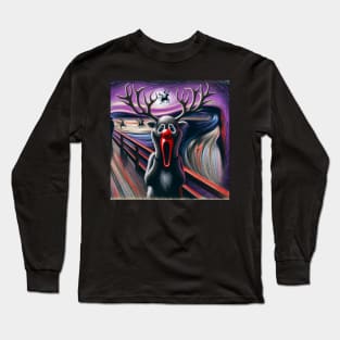 Reindeer Resonance: Rudolph’s Cry Under the Northern Sky Long Sleeve T-Shirt